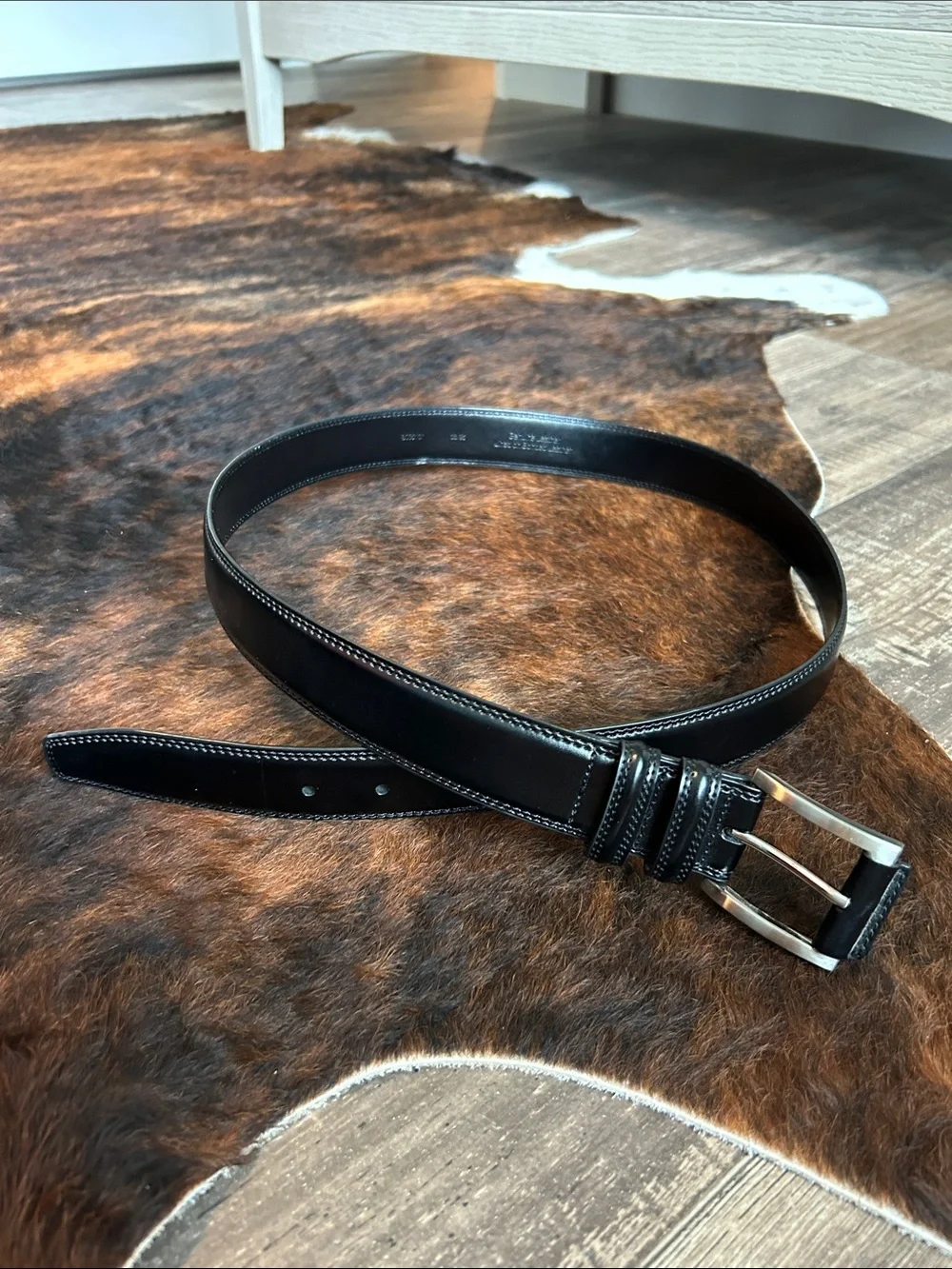 Classic Black Leather Men's Belt